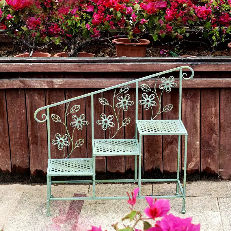 

Three-Tier Iron Plant Stand Corner Floor Flower Shelf for Garden Tiered Organizer Rack Minimalist Outdoor Planter Display Rack