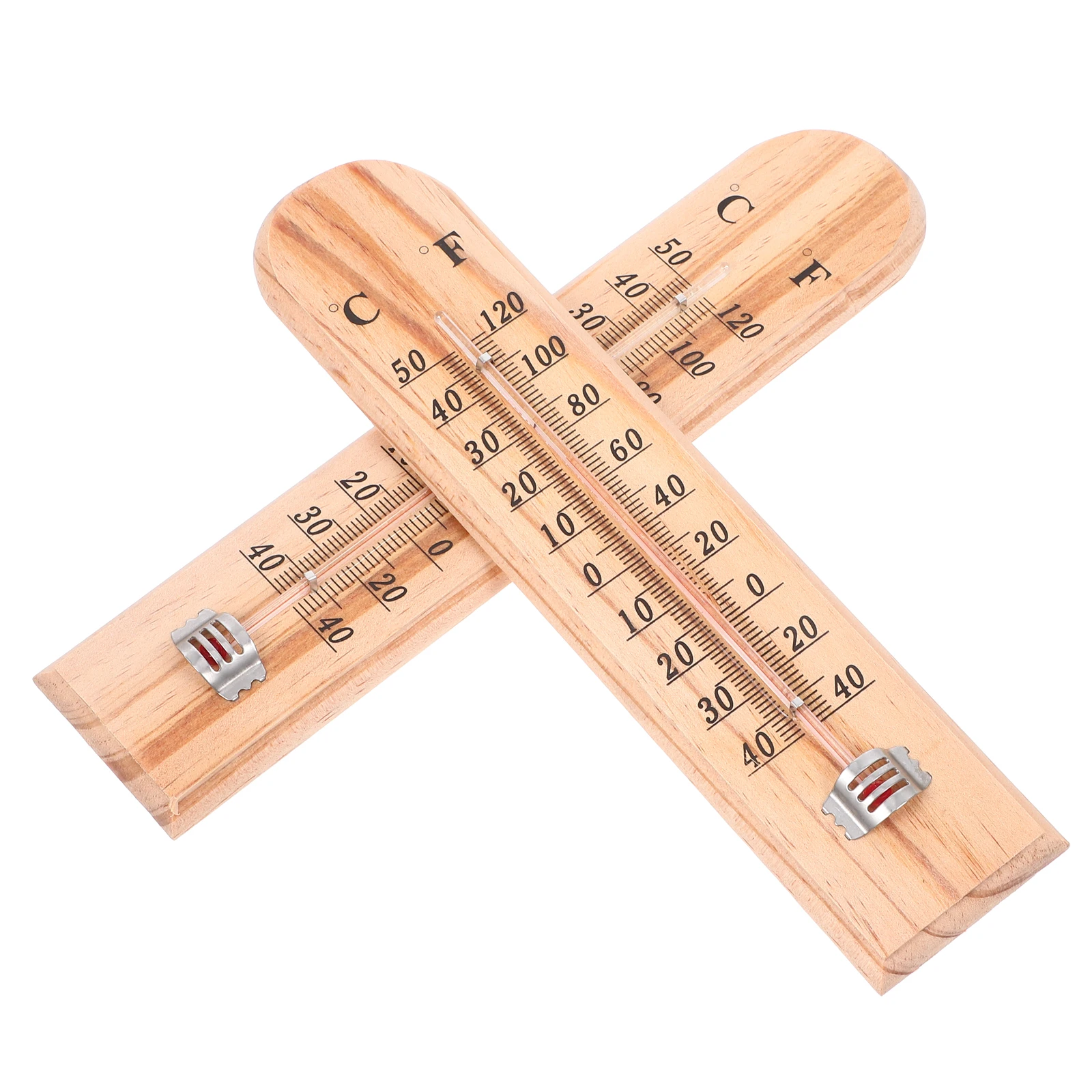 

2 Pcs Thermometer Temperature Gauge Small Room Square Wall Decorative House Outdoor Garden Hygrometer Wooden Weather Home