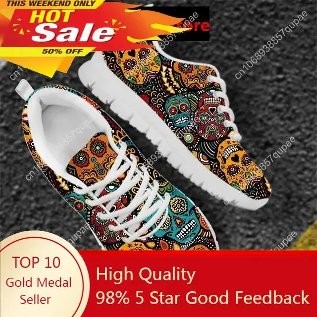 

Sugar Skull Pattern Lace Up Men's Comfortable Flat-Shoes Breathable Air Mesh Sneakers For Male Casual Man's Sneakers