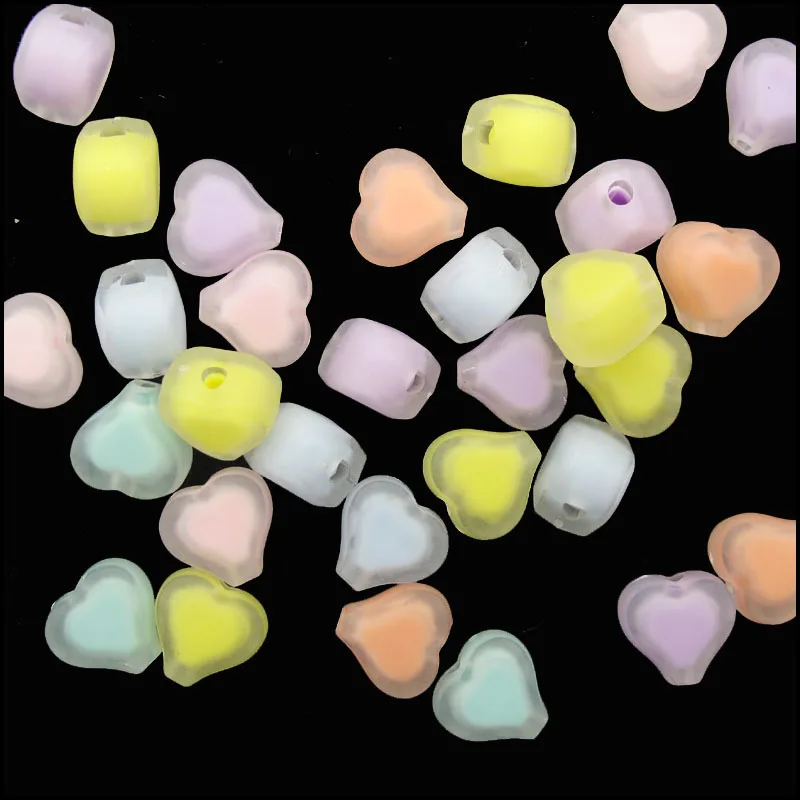 45 New Heart Within Heart Spacer Beads Mixed Acrylic Charms 11x12mm