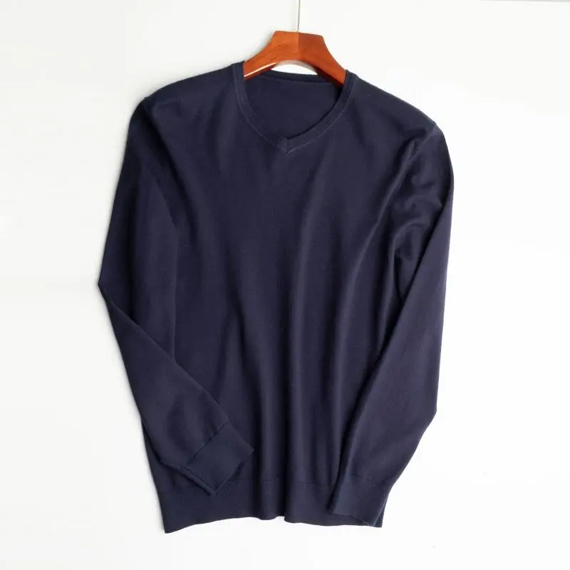 

Модный повседневный простой вязаный пуловер с v-образным вырезом и длинными рукавами, весенне-осенний свитер, однотонная основа