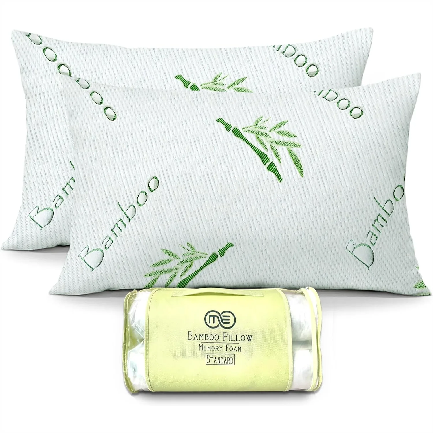 

Shredded Memory Foam Pillows for Sleeping, Adjustable Loft Cooling Bed Pillows for Side Back Stomach Sleepers with Washable
