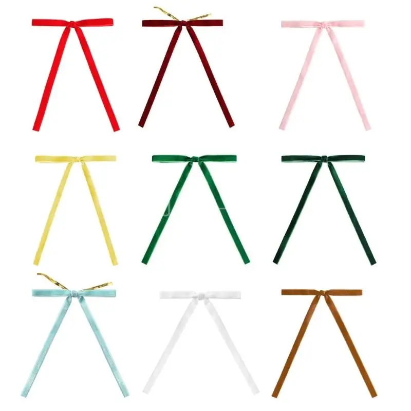 Q6PE 팩 20 벨벳 크리스마스 Bowknot 수제 리본 활 휴일 선물 포장 및 장식 트위스트 넥타이 Bowtie