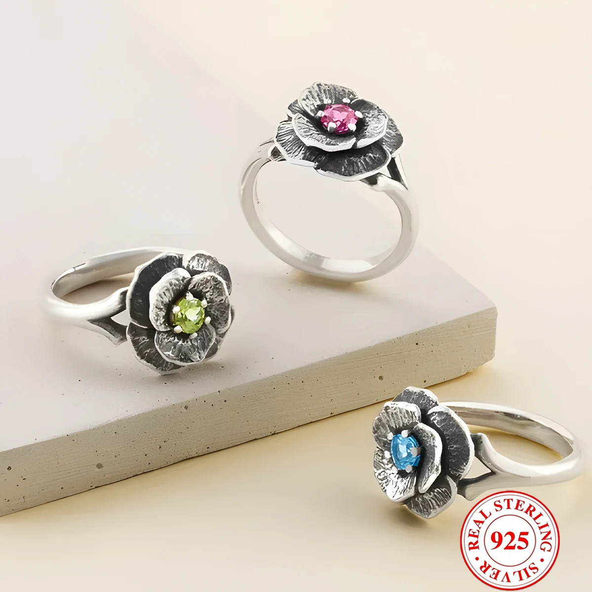 

1pc S925 Sterling Silver Flower Ring, Charming and Exquisite DIY Ring, Suitable fordaily wear and DIY decoration for Women