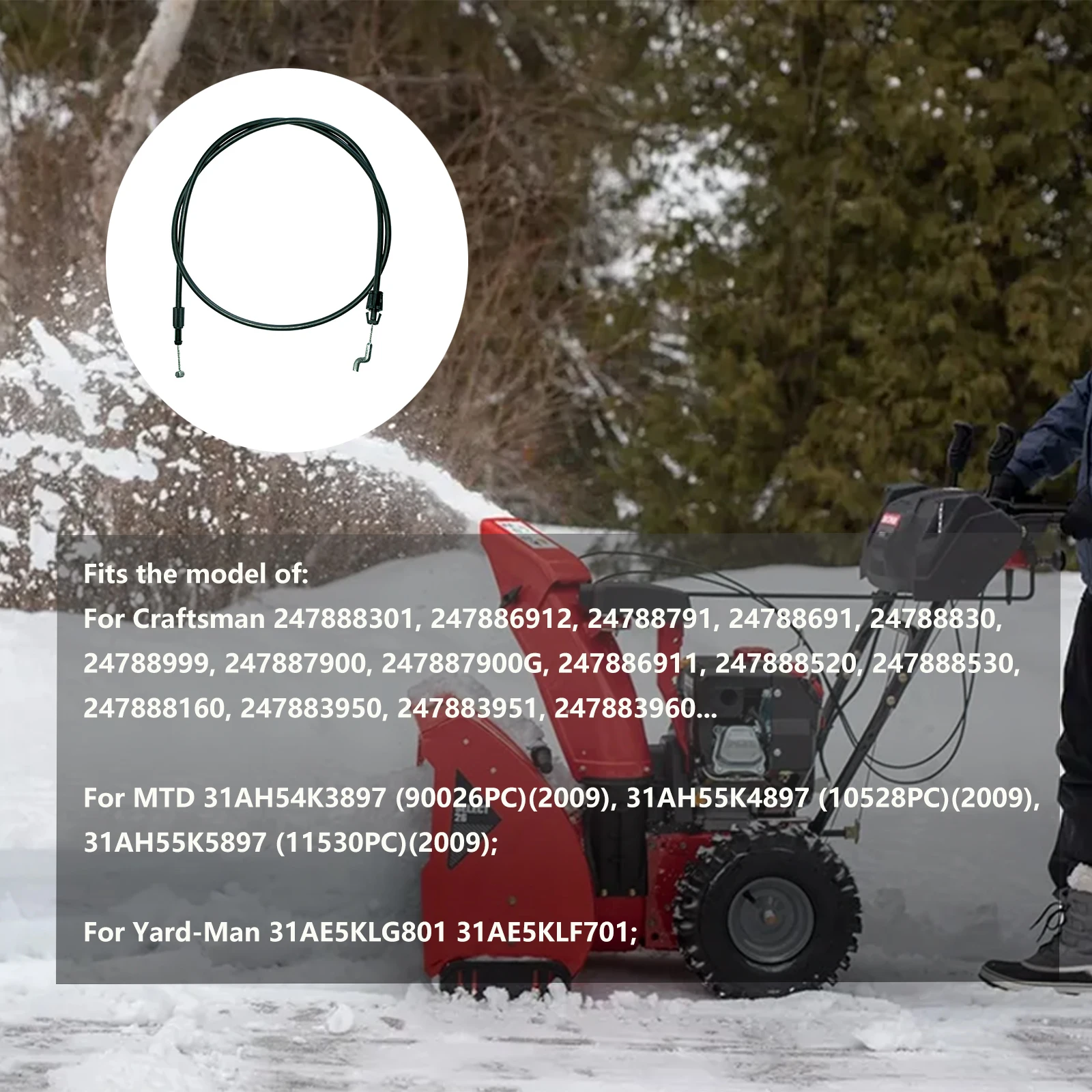 946-0956C كابل التحكم في التوجيه للحرفي MTD Yard-Man منفاخ الثلج 746-0956B 946-0956