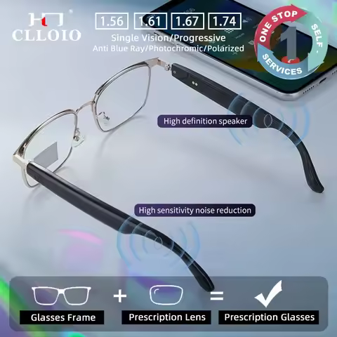CLLOIO Wireless Bluetooth Smart Prescription Glasses Anti Blue Ray Photochromic Myopia Reading Glasses Progressive Eyewear GS06