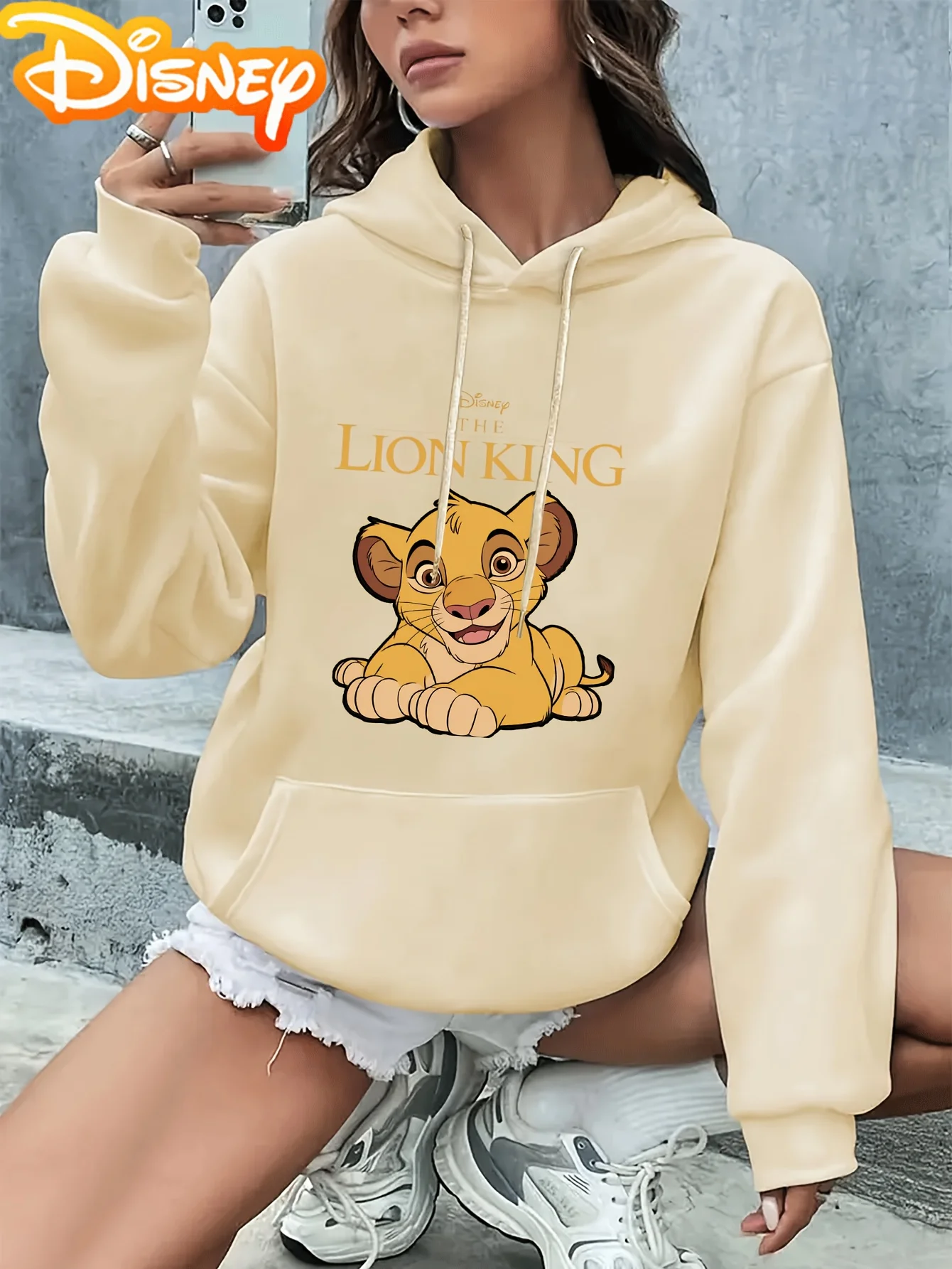 

Женская флисовая толстовка с капюшоном Disney Simba King Lion, осенне-зимняя уличная одежда унисекс, свободная повседневная одежда большого размера