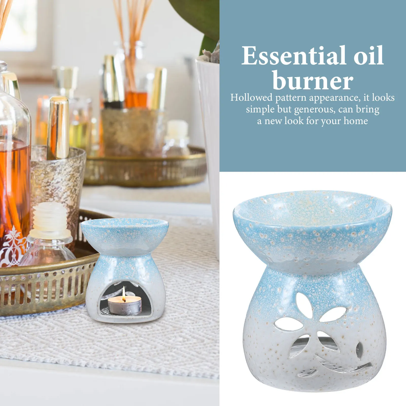 

Ceramic Oil Burner Hollowed Design Aromatherapy Wax Melt Warmer Fragrance Home Decor Gift Cauldron Oil Burner