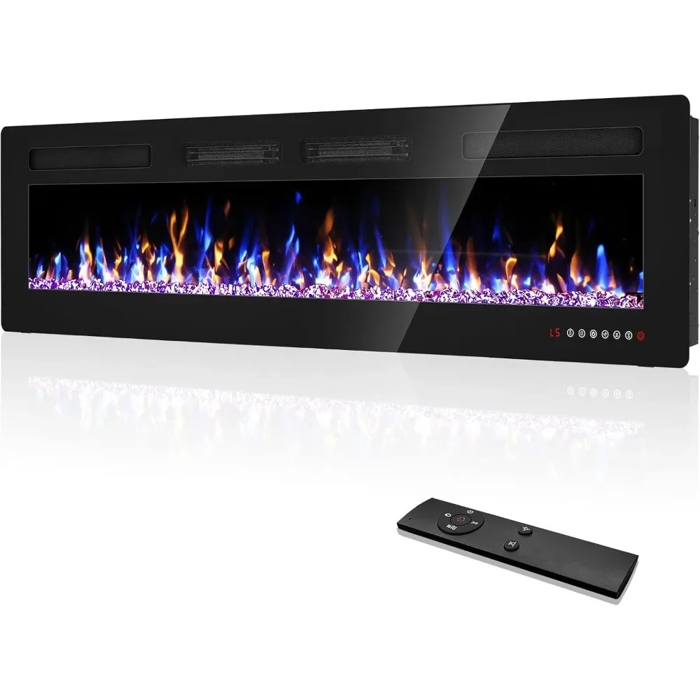 

Fireplace Heater, 72” Recessed and Wall Mounted Fire Place Electric Fireplace Ultra Thin with Remote Control, Screen, Fire Place