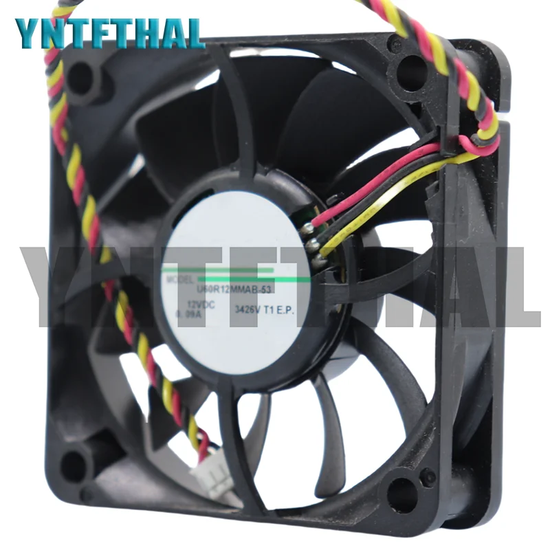 New U60R12MMAB-53 T32 12V 0.09A 60*60*15MM 3-Wire  Cooling Fan