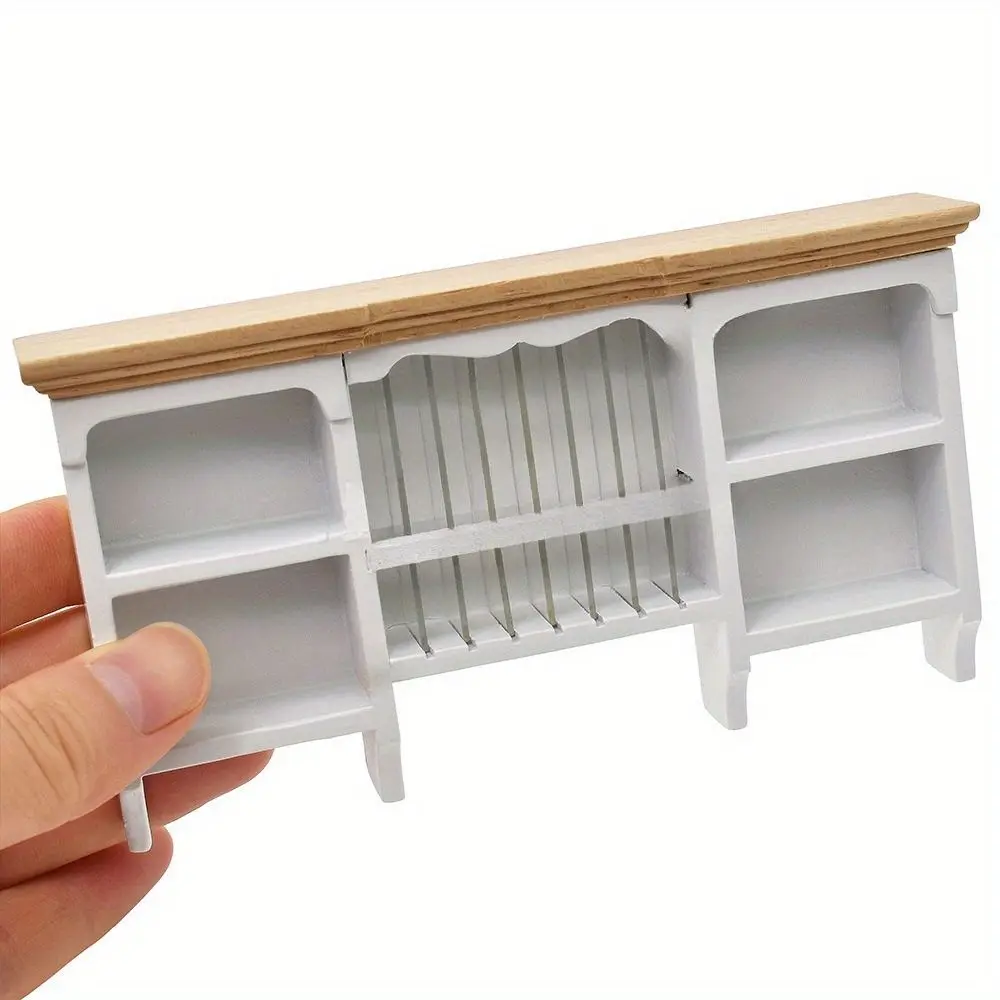 Funny Wooden 1:12 Dollhouse Storage Cabinet Simulation Doll House Furniture Wall Hanging Cabinet Mini Display Shelves Kids Toys