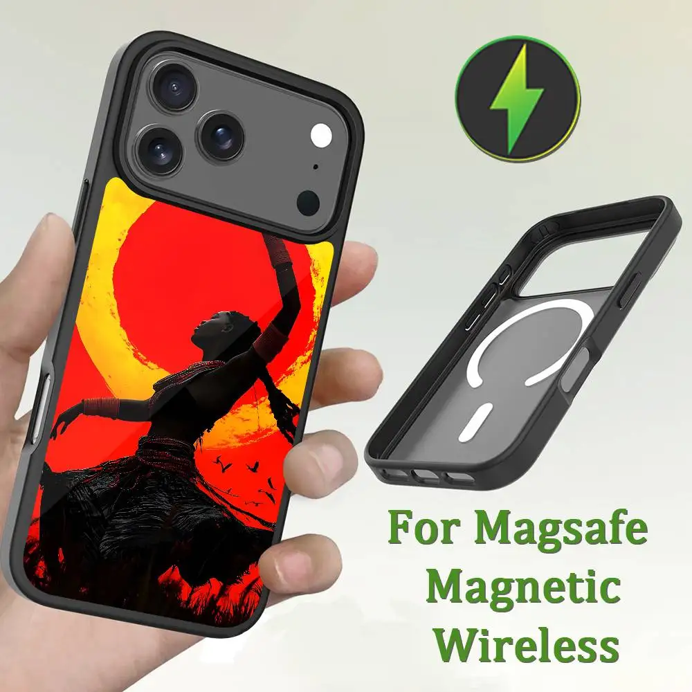 Casing Ponsel Seni Afrika Untuk iPhone 13,12,11,16,15,17,14,Pro,Max,Plus,Mini,Magsafe,Pengisian Daya Nirkabel Magnetik