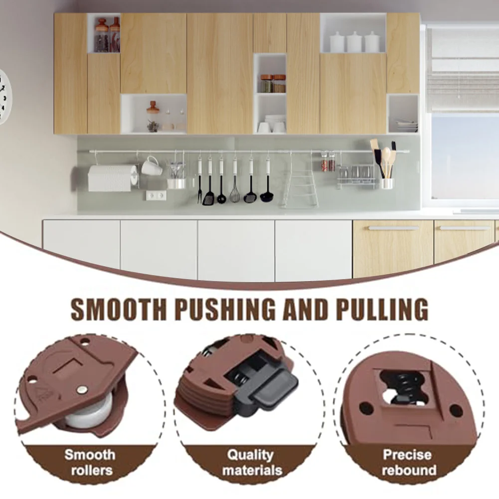 بكرات باب منزلق هادئة قابلة للتعديل، مجموعة من 4 عجلات من النايلون والحديد للخزانة والخزانة وأجهزة استخدام الأثاث #6