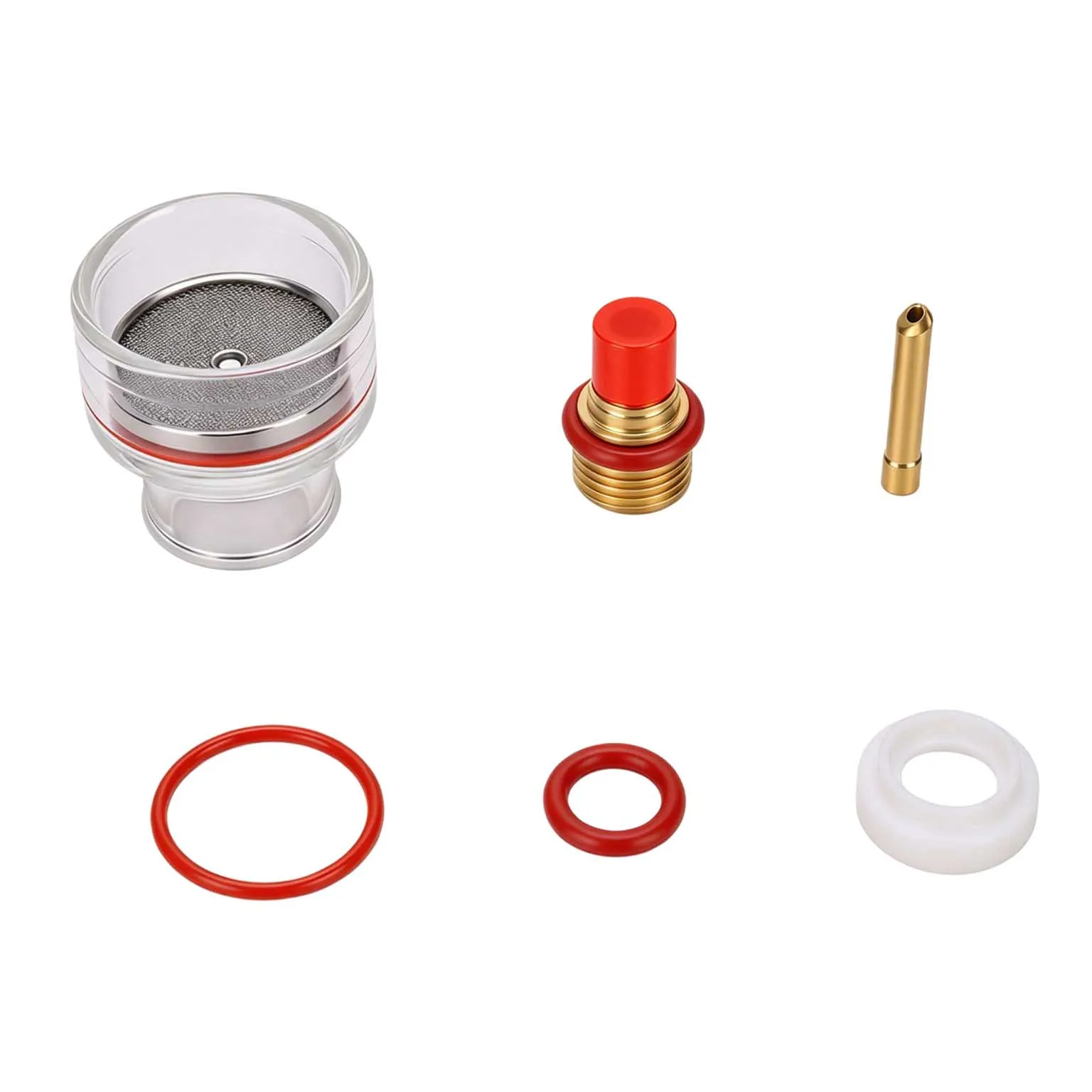 For tig Welding WP9 20 Nozzle Kit with Borosilicate Glass Cup Gas Lens Collet Body Filter Screen and Dual Red Gasket Washers