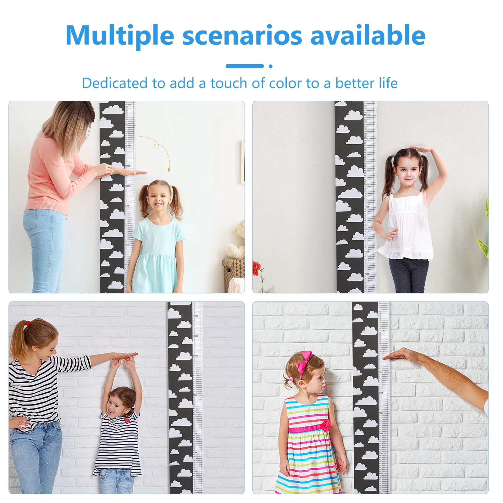 

Height Measuring Ruler Cartoon Style Durable Wall Hanging Height Chart Ruler for Growth Measurement and Home Decor