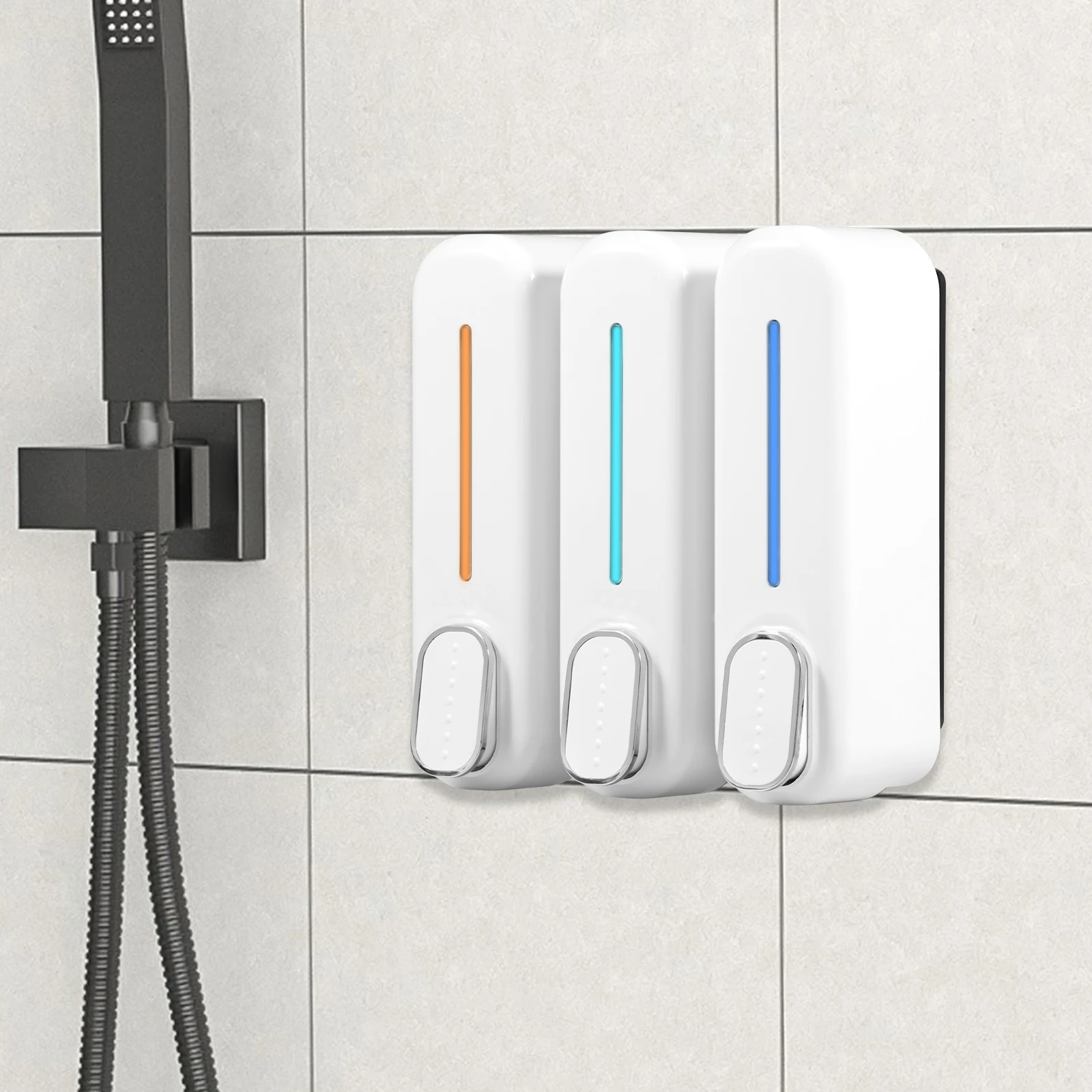 Wall Mounted Soap Dispenser 3 Chamber Shampoo Shower Gel Dispenser Detergent Container Family Hotel Bathroom Accessories