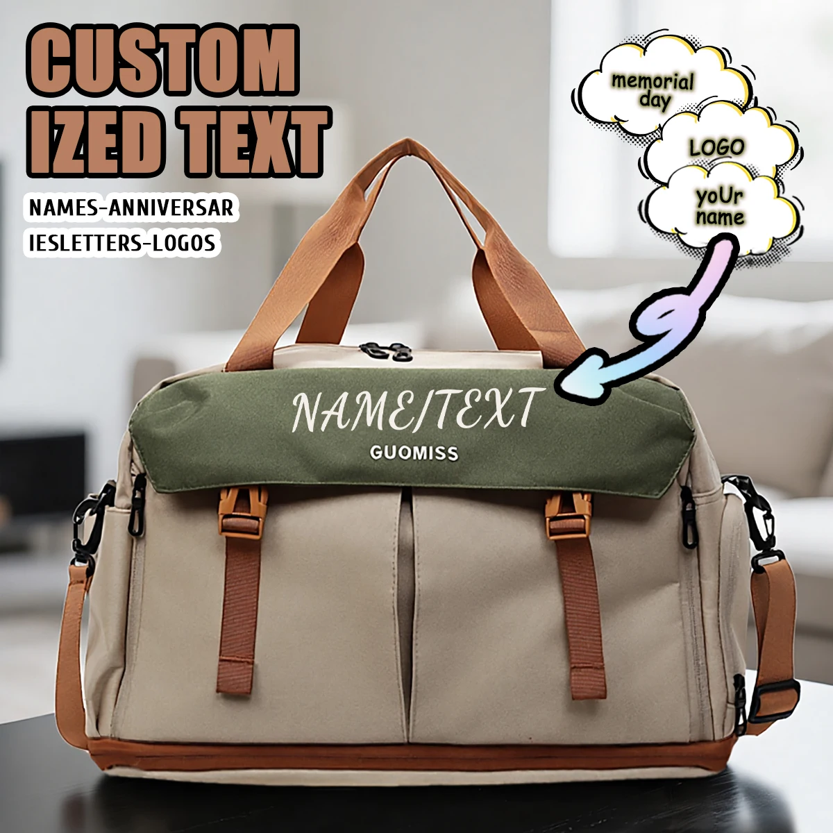 

Logo customized short-distance fitness bag men's shoulder bag diagonal travel bag women's training swimming bag personalized diy