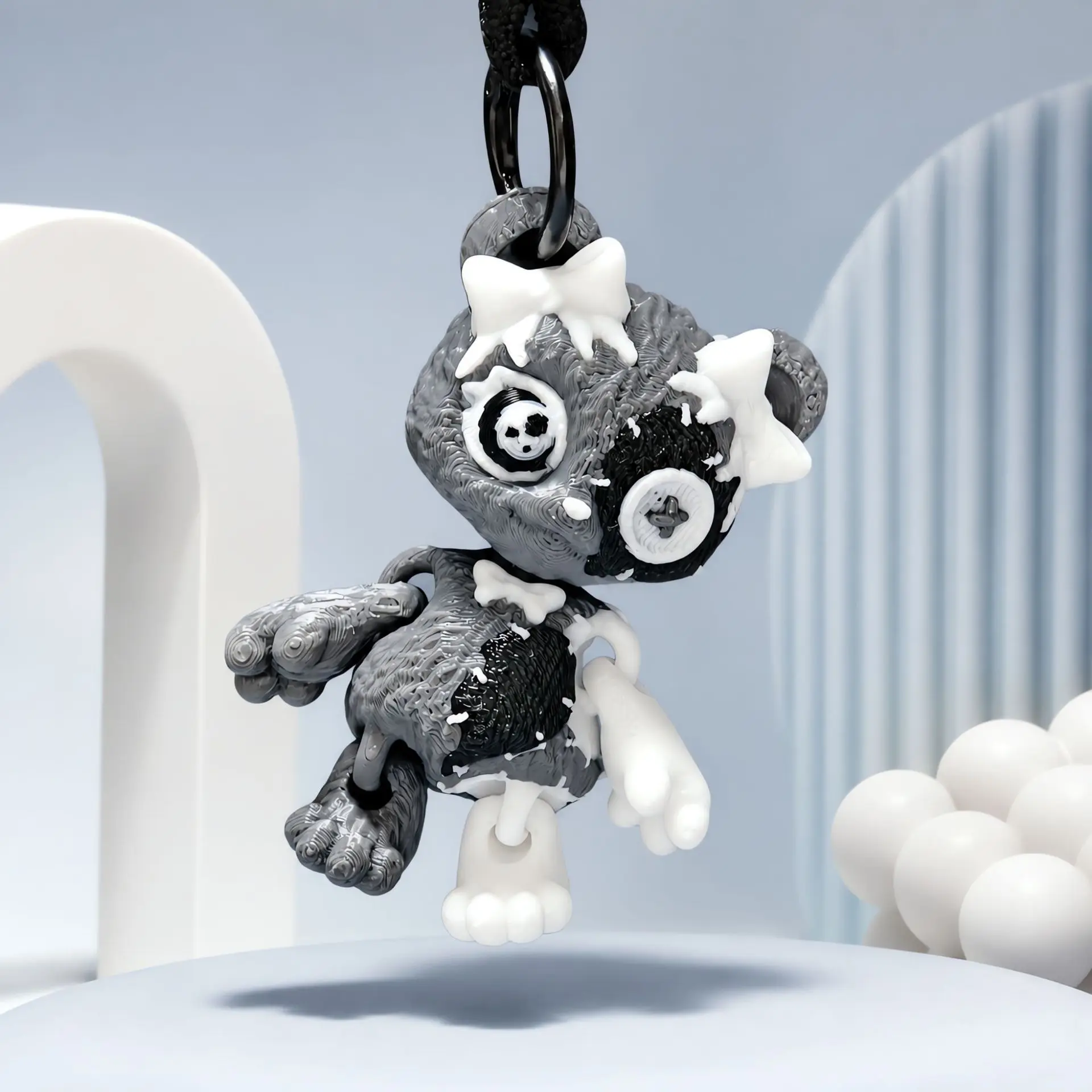 3D Printed Articulated Movable Joints Weird Doll Keychain Pendant Ornament Multicolor Patchwork Trendy Collectible Figure Charms
