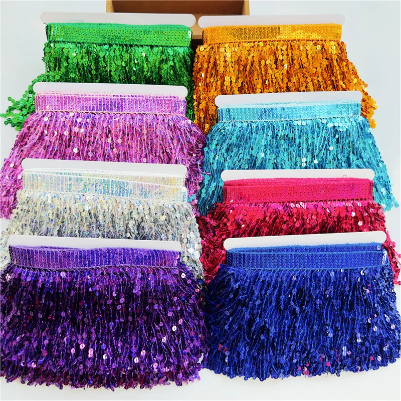 

10 Yard Lace Tassel Fringed Dress Trim Ribbon Sequin 15cm Wide Clothing Dress Decoration Accessories DIY Apparel Sewing Supplies