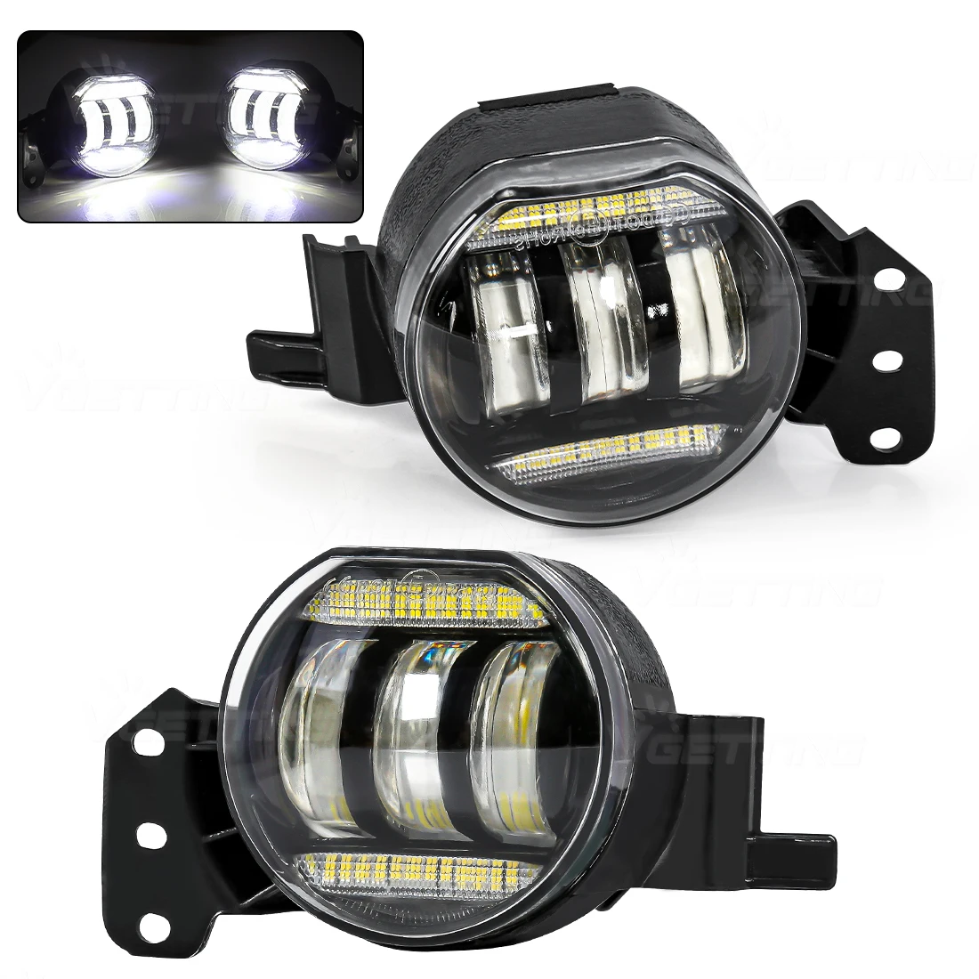 Car Fog Lamp Assembly For BMW E60 E90 E63 E46 323i 325i 525i DRL Headlight LED White Lens Angel Eyes Halogen Accessories 12V view 2