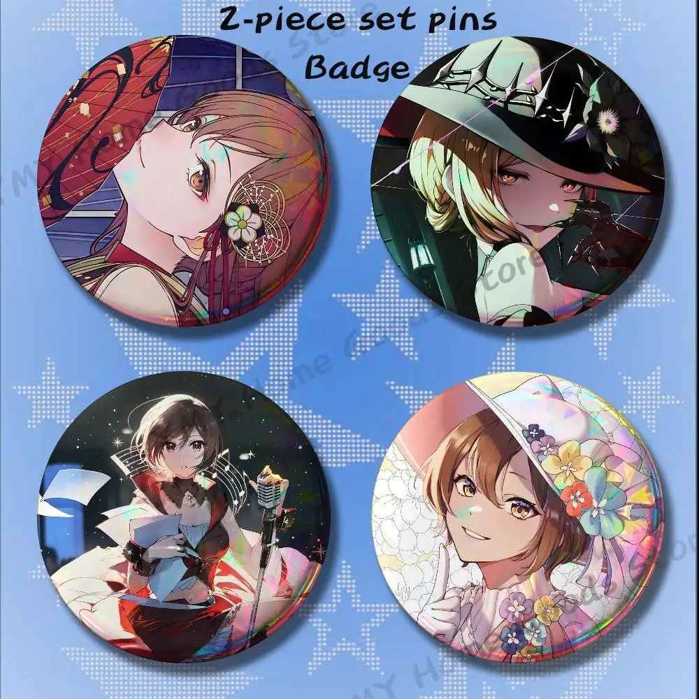 Virtual Singer Short hair MEIKO Brooches for Backpack Accessories 25 32 44 58 75mm Round 2-piece set Free Mix