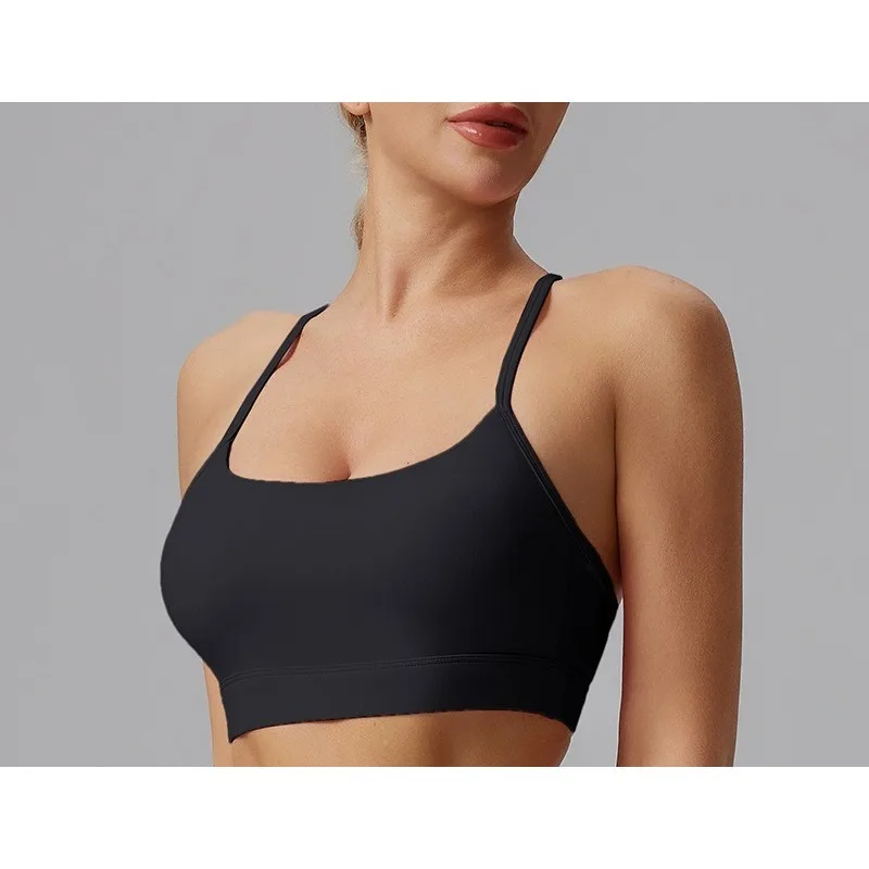 Sporty Women's Sports Bra Fitness Top with Thin Straps, Shockproof, Quick-dry Yoga Wear, Racerback Bra Vest Bouncy Steady Comfy
