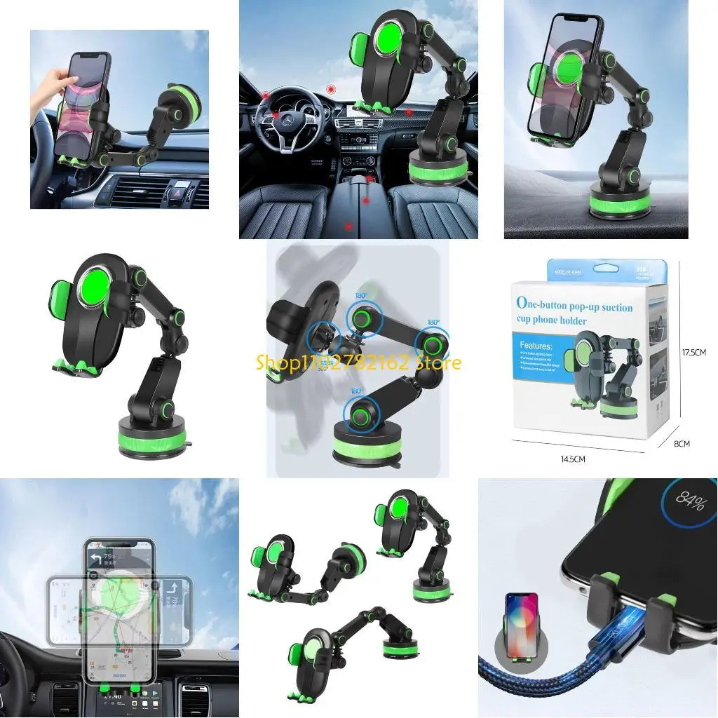 

547B Adjustable Universal Truck SUV Car Phone Mount with Powerful Clamps Sucker Cup Holder for Dashboard Windshield Bracket