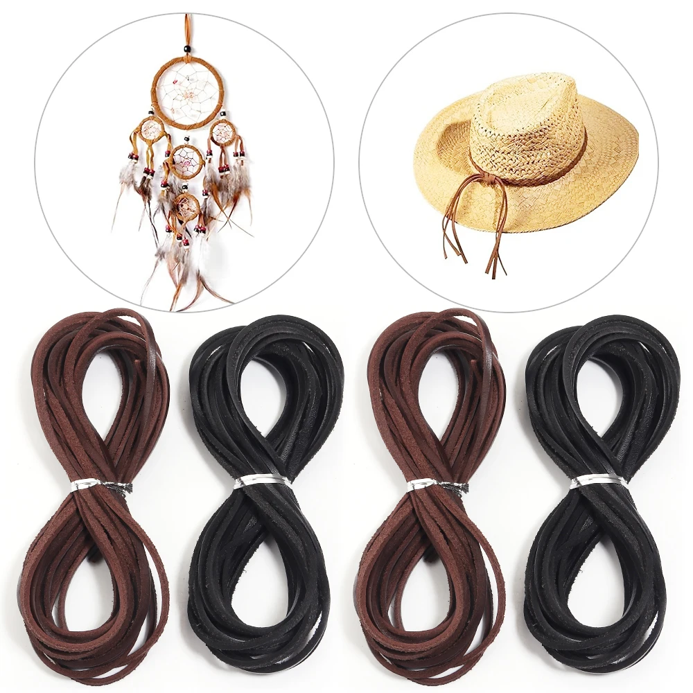 

5Yards Thickness 3x2mm Genuine Leather Flat Thong Leather Cord String Rope for DIY Necklace Bracelet DIY Jewelry Making Supply