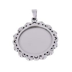 onwear 10pcs Fit 20mm 25mm stainless steel cabochon base diy blank cameo pendant bezel settings diy jewelry necklace trays