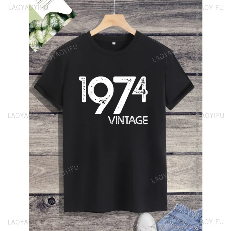 Classic Vintage Born In 1974 Retro 70s  Birthday Year Tshirt Men Women Unisex T Shirt Tops Streetwear Comfort Summer Tee Casual