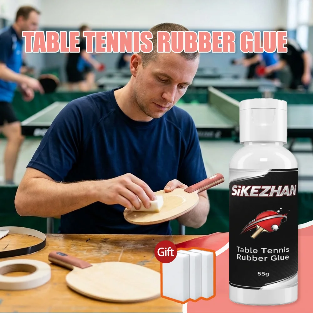 55G Table Tennis Rubber Glue Ping Pong Paddle Adhesive with 3 Sponges for Racket Assembly Maintenance Kit Set SIKEZHAN Glue