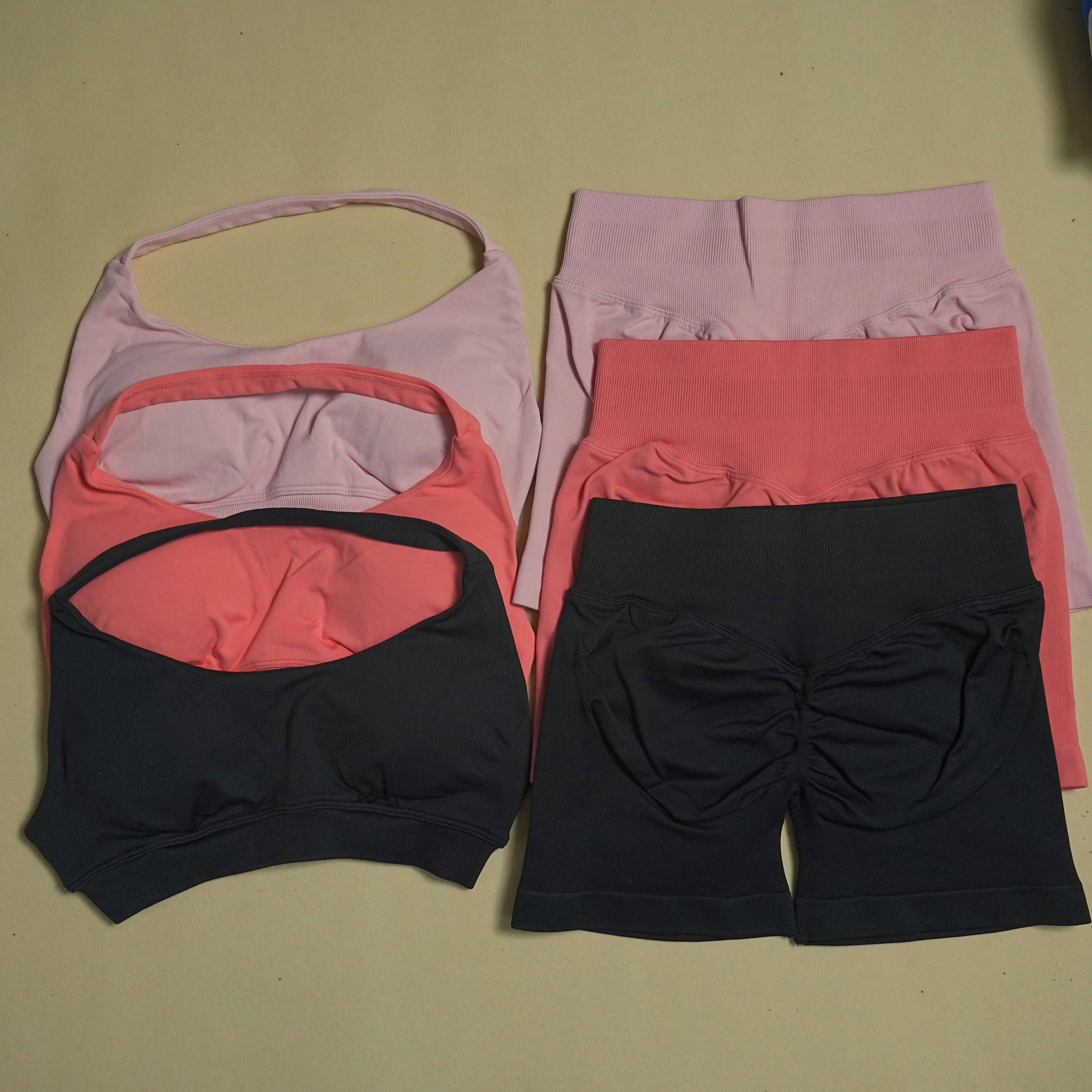 

Women's Fashion 2 Piece Sports Set Lace Up Sports Bra Seamless Short Leggings Yoga Gym Fitness Running Cycling Tracksuit