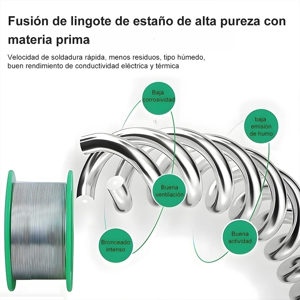Alambre de soldadura sin plomo, sin limpieza, alta pureza, punto de fusión 217 grados, para reparación electrónica Sn99.3cu0.7 5