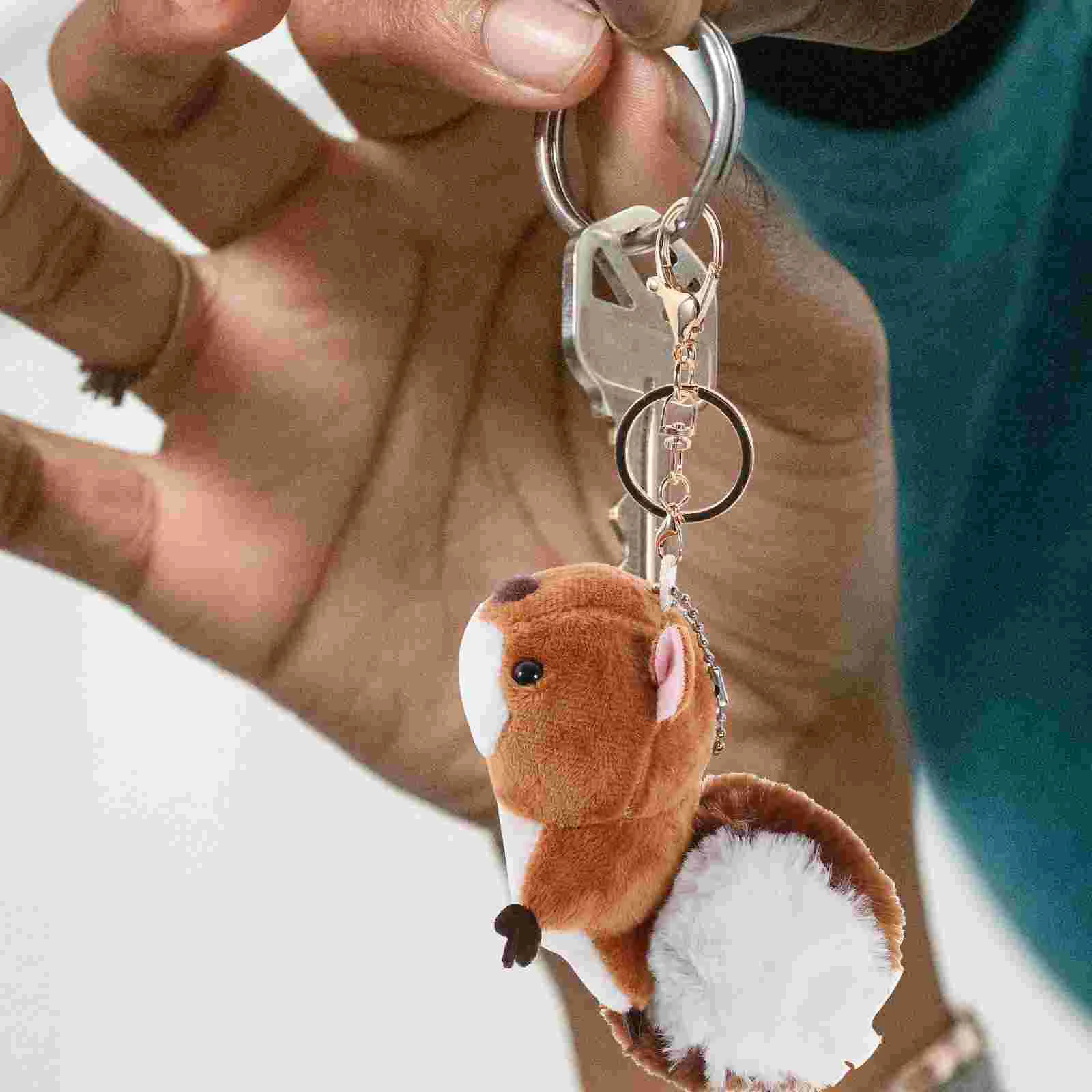 Squirrel Key Ring Decoration Plush Squirrel Charm Key Chain Hanging Pendant Animal Key Chain Plush Squirrel Keychain