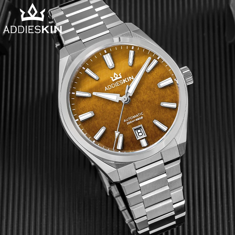 AddiesKin Automatic Watch Men Miyota 9015 Sapphire Crystal 200M Waterproof Stainless Steel Red Goldstone Blue Sandstone Dial 40m
