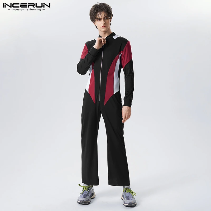 

Fashionable New Men Bodysuits INCERUN Patchwork Color Contrast Zipper Design Jumpsuits Stylish Male All-match Rompers S-5XL 2024