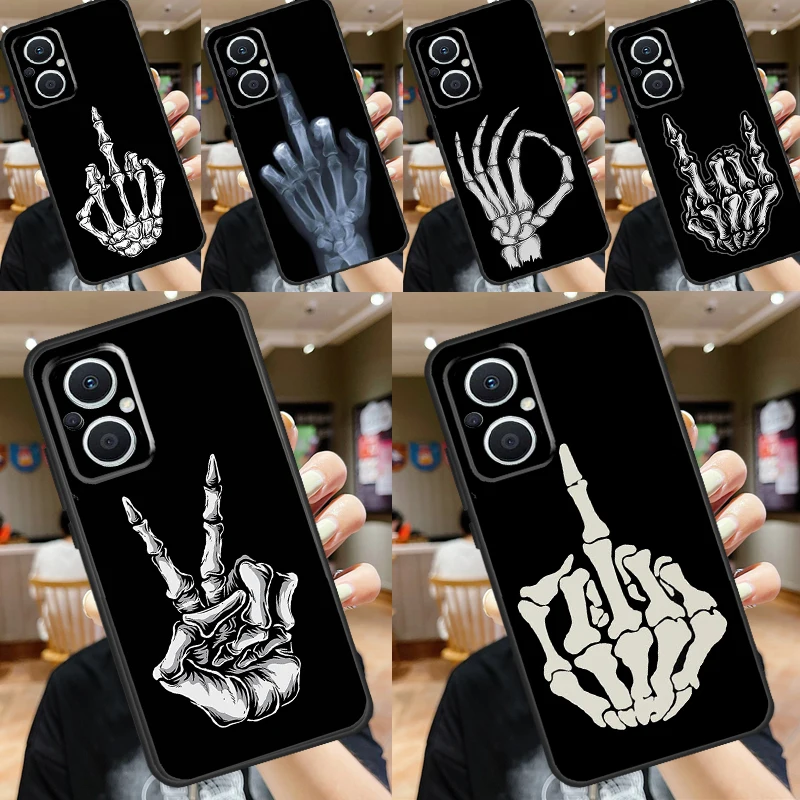 Skeleton Middle Finger Case For OPPO Reno 11 F 10 Pro 4Z 5Z 8T 4 5 6 7 8 Lite OPPO Find X6 Pro X2 X3 X5 Lite Cover