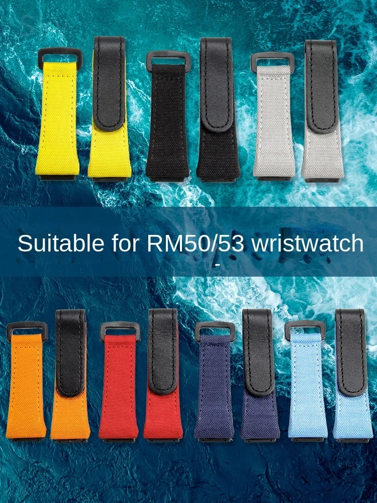 For Richard Mille RM50 Rm53 Underskin Plain Leather Nylon Canvas Waterproof Men's Watch Strap 25mm Screwdriver Watchbands