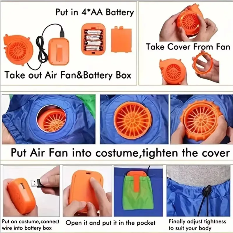 Cartoon Mouse Inflatable Costume for Adults Men Women Mascot Suit with Blower Fan Battery Pack Halloween Cosplay Party - view 6