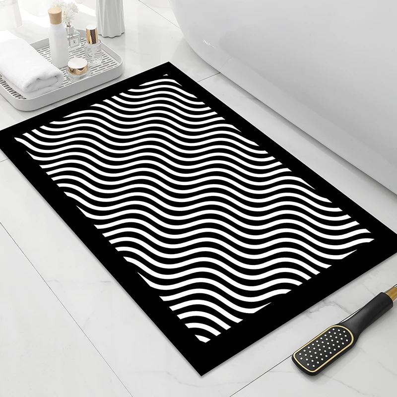 1 piece of machine washable classical style rectangular diatomaceous earth material for home decoration, absorbent bathroom mat