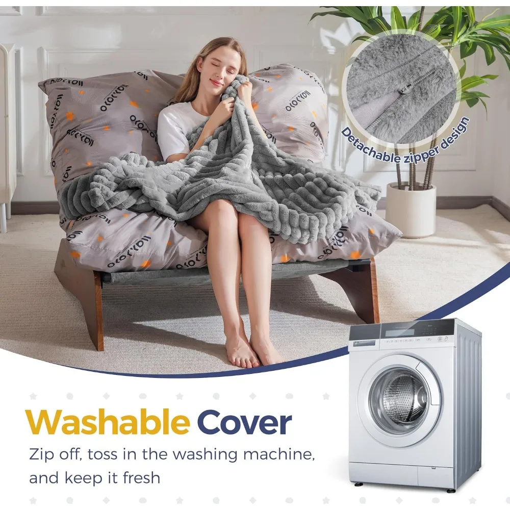 كرسي غرفة المعيشة القابل للتعديل من MAXYOYO، كرسي بين باج ذو 3 أوضاع مع غطاء قابل للإزالة، كرسي منجد بإطار، ناعم #5