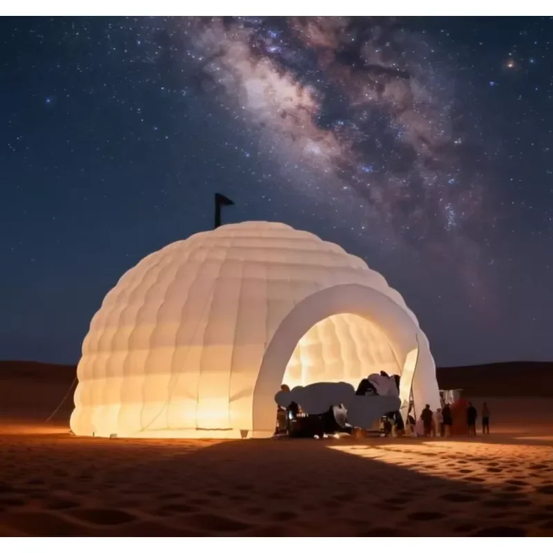 Portable LED Camping Inflatable Igloo Dome Tent Inflatable Marquee Canopy Shelter with Blower for Exhibition Party Events