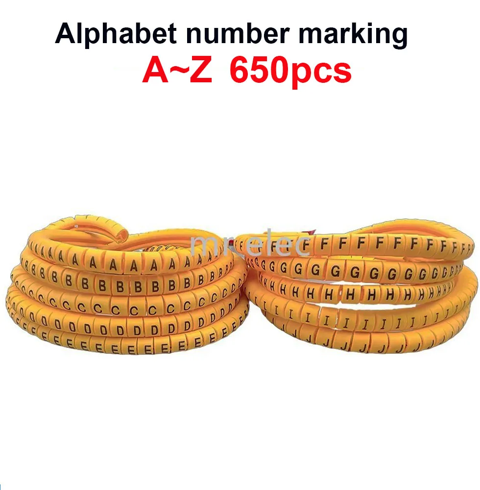 650pcs/Lot A-Z EC-0 EC-1 EC-2 EC-3  4mm2  Twenty-six   English Letter Flexible Print Sleeve Tube Label Network Wire Cable Marker