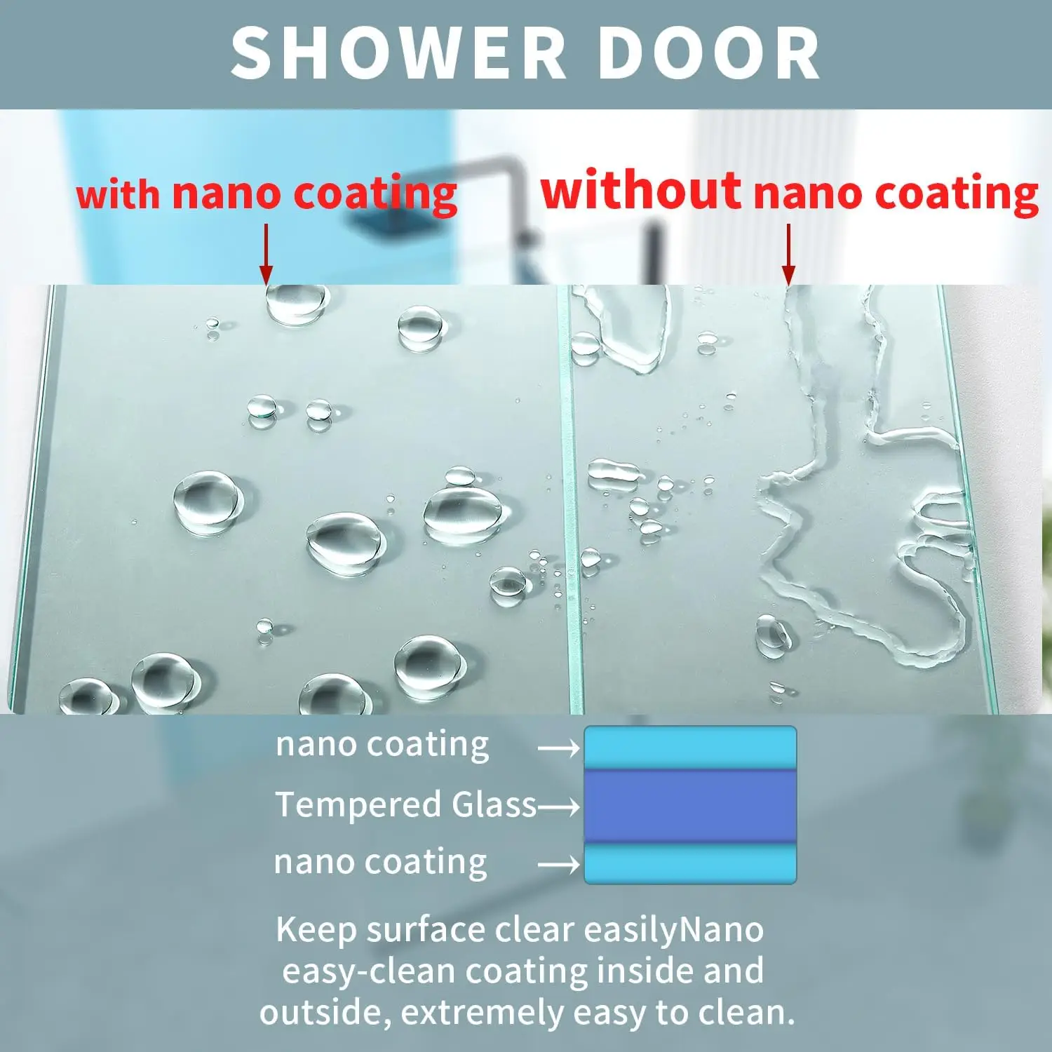 56-60"" W X 76"" H Frameless Sliding Shower Door, Frameless Shower Door, Shower Glass Door With 5/16"" (8Mm) Clear Sgcc