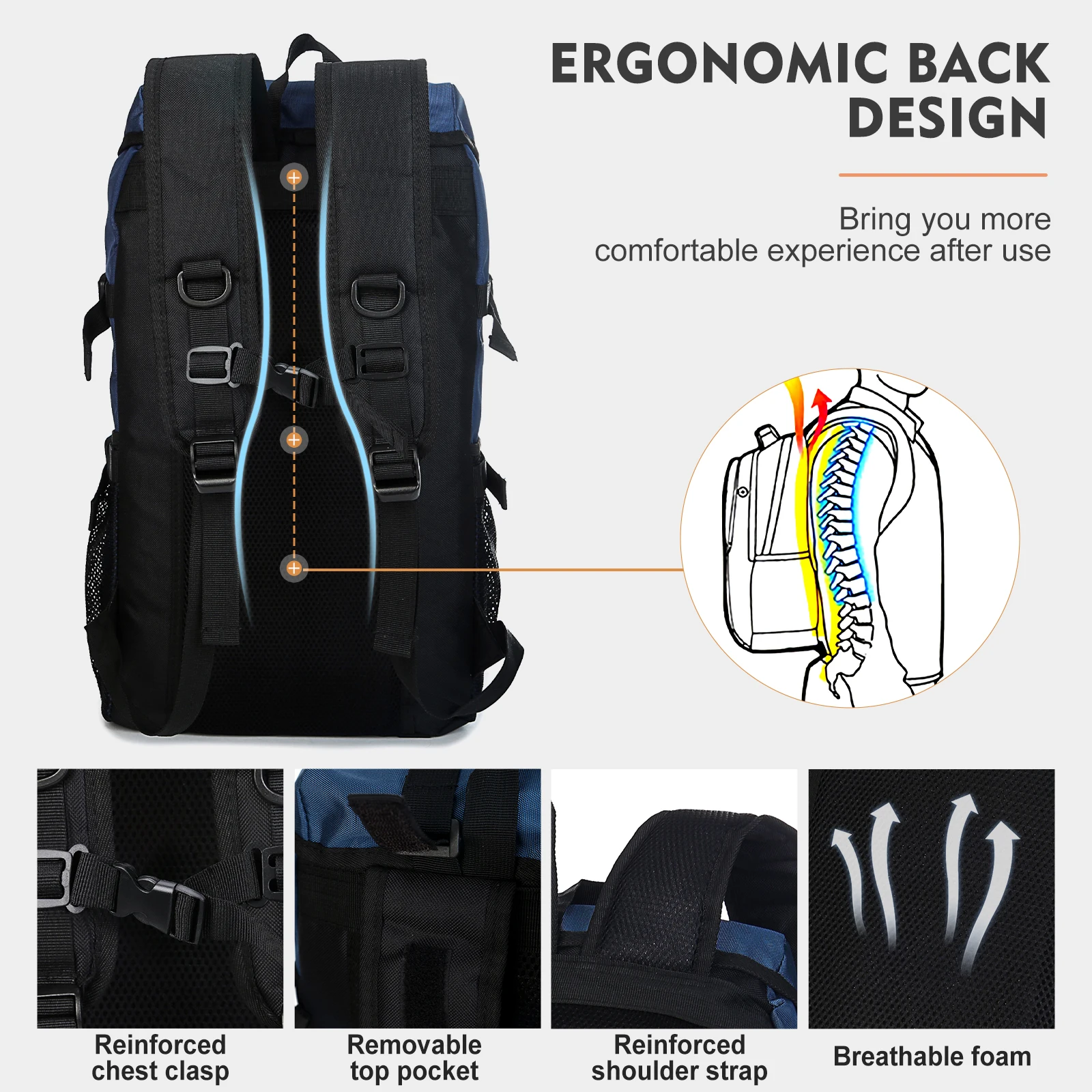 34L التكتيكية على ظهره المشي لمسافات طويلة حقيبة السفر حقيبة ظهر كبيرة التخييم الصيد تسلق الجبال على ظهره ، الرجال النساء الصيد على ظهره #6