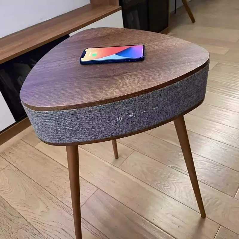 Coffee table European side table wireless charging Bluetooth stereo home corner few log art design