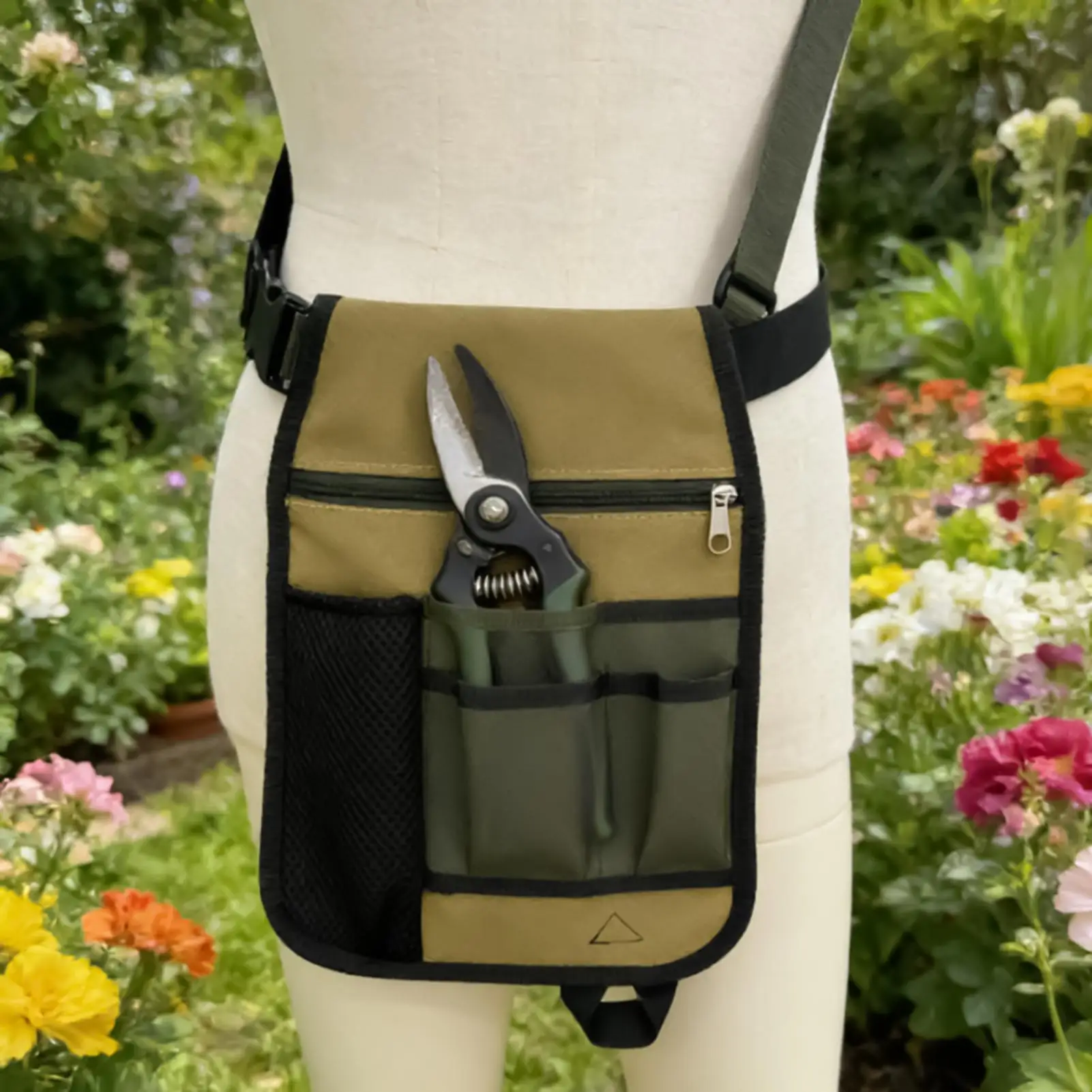 Garden Tool Belt Pouch Canvas Belt Tool Bag with Multiple Pocket Storage Waterproof Portable Belt Storage Holder Tool Bags