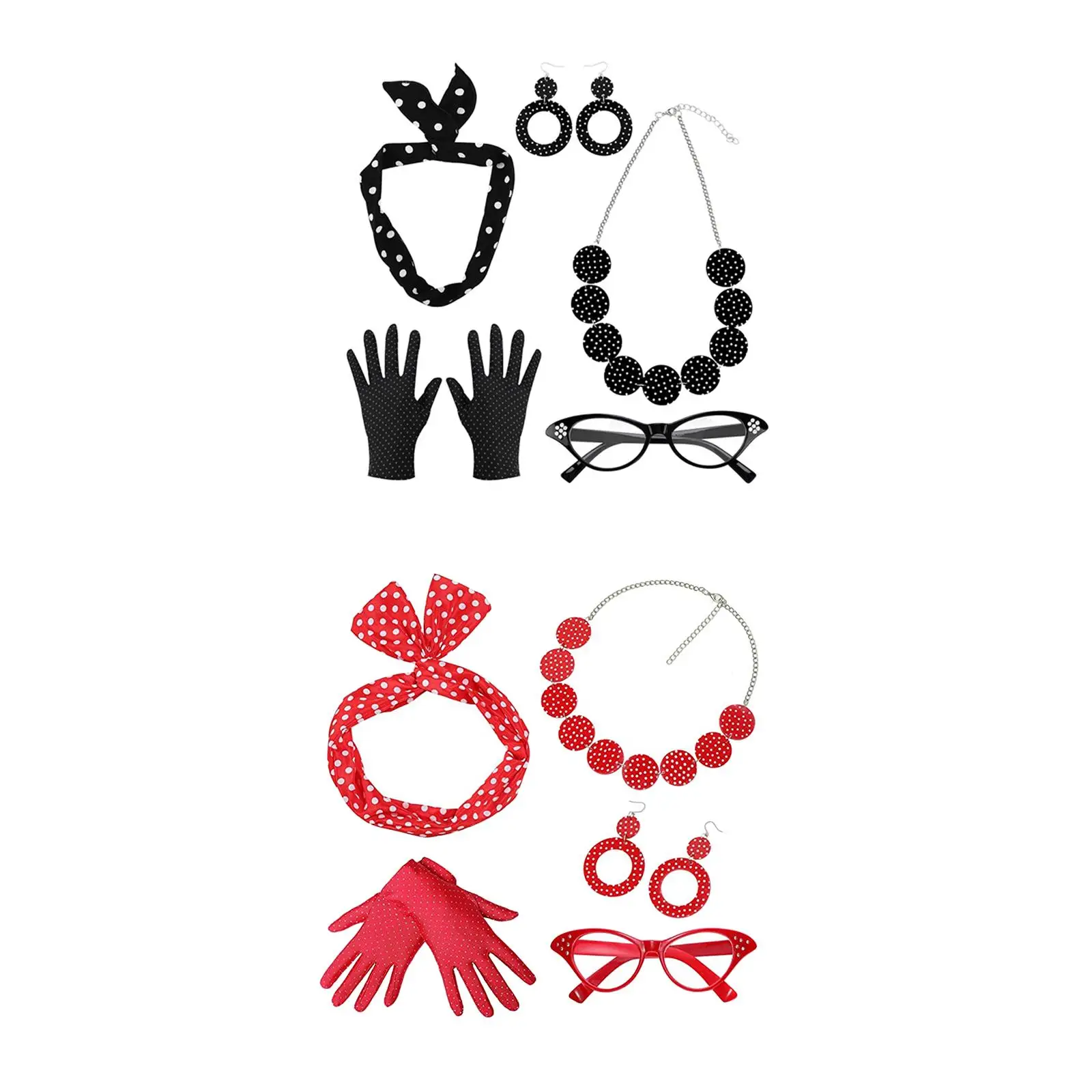 

5 упаковок, женский костюм 1950-х годов, очки, серьги, повязка на голову для косплея