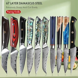TURWHO Professional Paring Knife 67 Layer Damascus Steel Kitchen Chef Knives Fruit Peeling Vegetable Peeler Knives Kitchen Tools