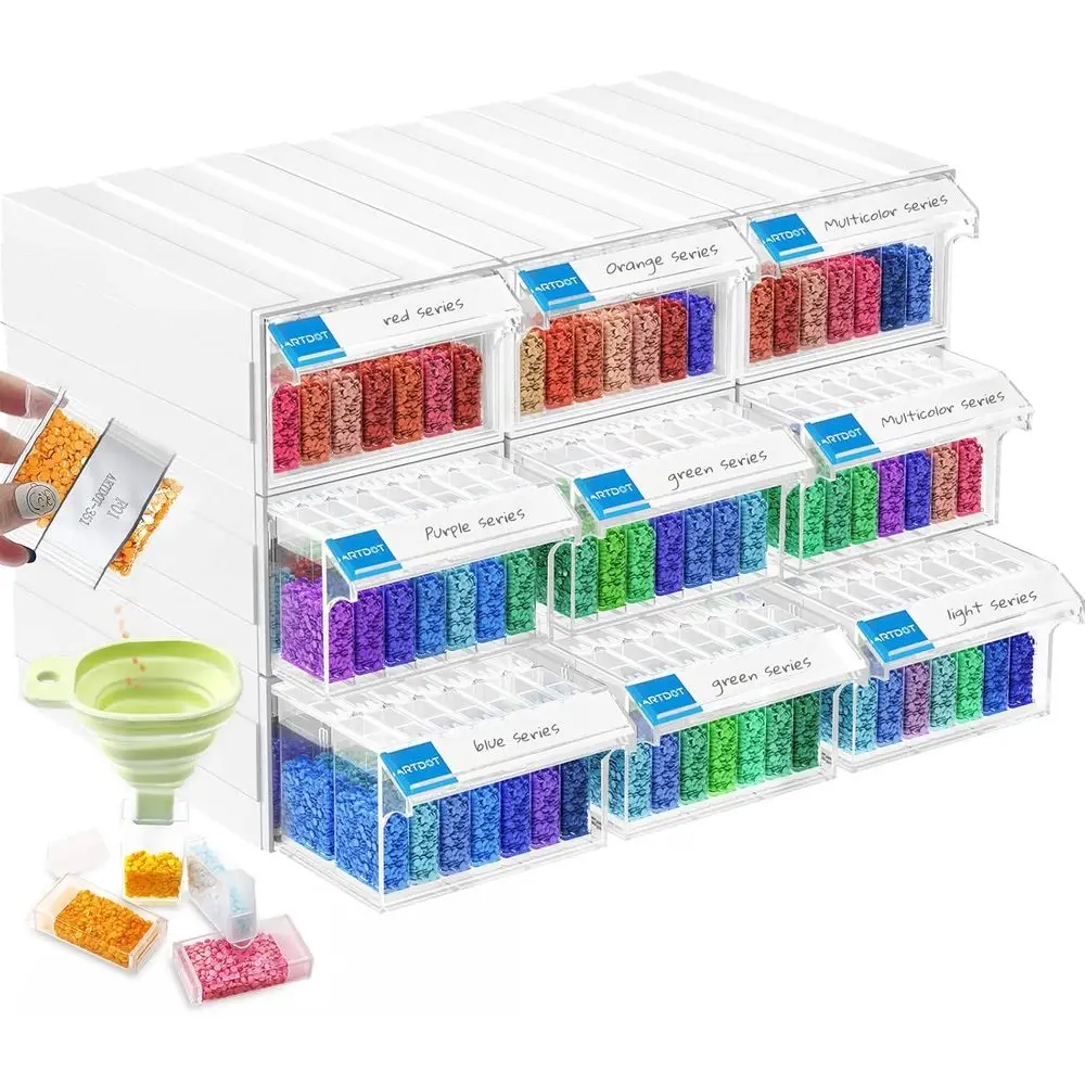 

Storage Containers or Diamond Painting, 9 Pack Stackable Crat Storage Organizer 315 Slots Individual Containers or Diamond Art B